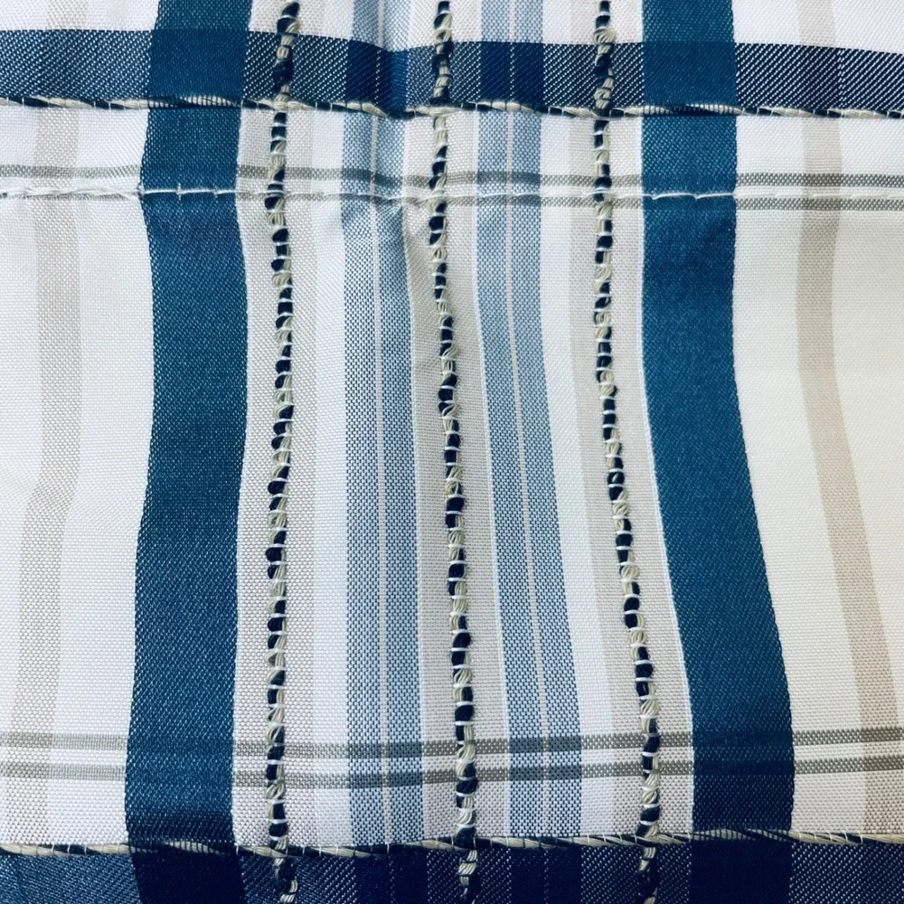 Vermont Country Store Navy Blue Plaid Lined Tailored Valance 15x50 NEW